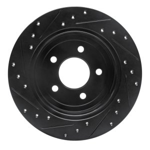 Chrysler Town & Country Brake Rotor (1) - Rear Right - R1 Concepts - Drilled & Slotted - Black - `97-`07